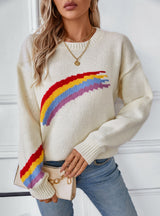 Fashion Rainbow Striped Jacquard Sweater