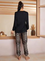 Long Sleeve Leopard Pajamas Suit