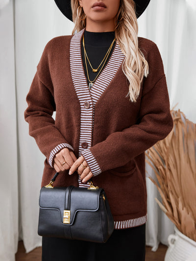 Casual Striped Loose Sweater Coat