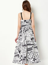 Graffiti Print Suspender Dress