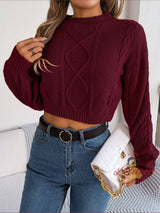 Leisure Solid Color Twist Long Sleeve Sweater