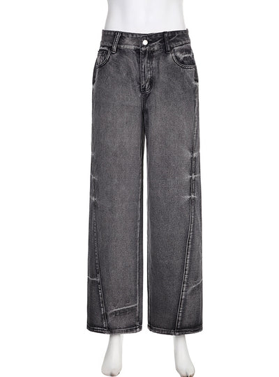 Spliced High Waist Wide Leg Jeans