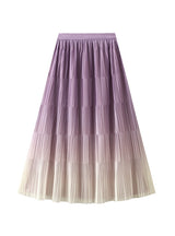 Gradient Pleated Slim Mid-length Skirt