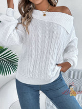 Casual Lapel Twist Long Sleeve Sweater