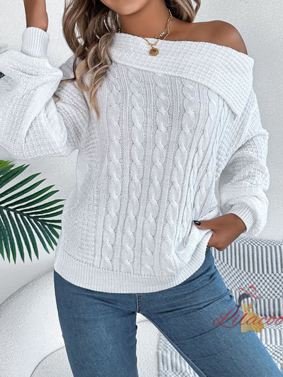 Casual Lapel Twist Long Sleeve Sweater