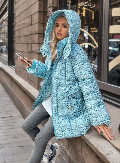 Medium and Long Loose Padded Cotton-padded Hooded Coat