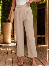 Women Pleats Solid Color Pant