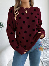 Leisure Contrast Polka-dot Long Sleeve Sweater