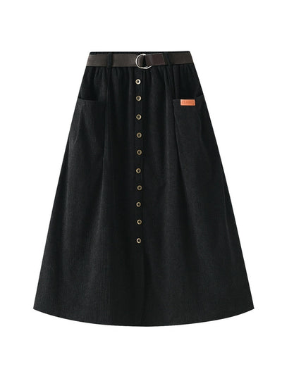 Corduroy Medium and Long High Waist Skirt