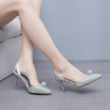 7 cm Rhinestone Pointed Stiletto Sandals