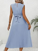 Blue Solid Color Sleeveless Dress