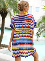 Holiday Seaside Mosaic Color Hollow Beach Cover Up