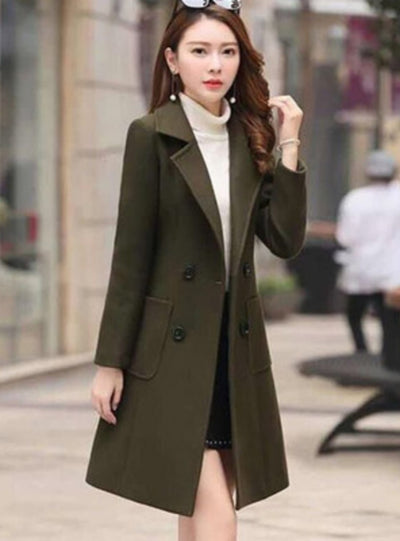 Slim Pocket Long Woolen Coat