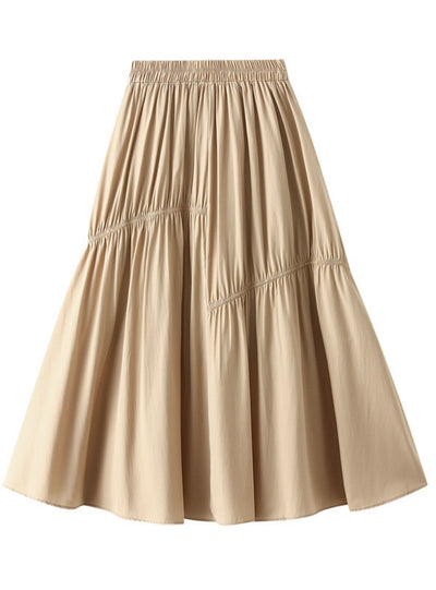 Irregular Pleated Elastic Waist Skirt