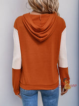 Knitted Hooded Contrasting Colors Shirt