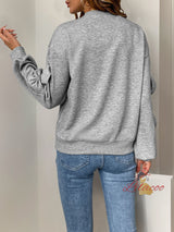 Bow Stitching Gray Round Neck Top