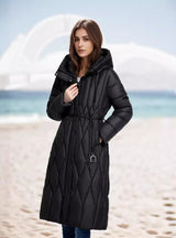 Slim-fit Long Padded Hooded Cotton Coat