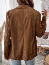 Solid Corduroy Button Jacket Coat