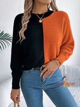 Casual Contrast Long Sleeve Sweater