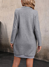 Long Sleeve Solid Color Short Dress