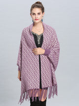 Imitation Mink Letter Jacquard Fringed Shawl Scarf