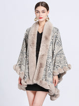 Jacquard Shawl Cloak Knitted Cardigan Loose Coat