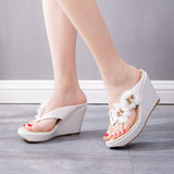 Large Size Flower Wedge Beach Slippers