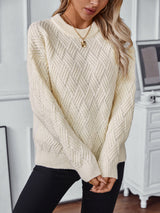 Solid Color Twist Round Neck Sweater