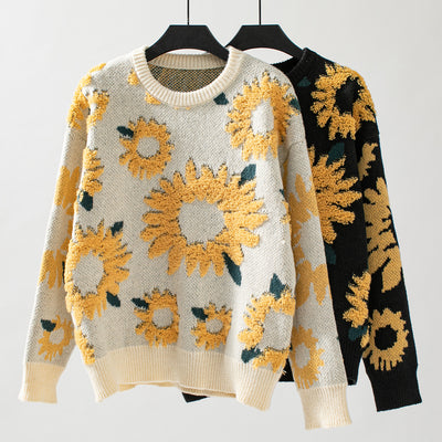 Sunflower Round Neck Long Sleeve Pullover Sweater