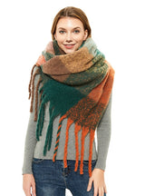 Thickened Thick Fringed Plaid Scarf Shawl