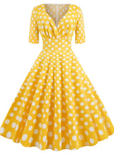 Polka Dot Vintage V-neck Dress