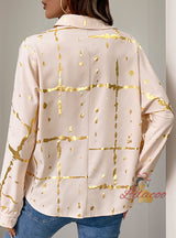 Loose Lapel Gilded Printed Shirt