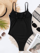 Sexy One-piece Black and White Contrast Bikini