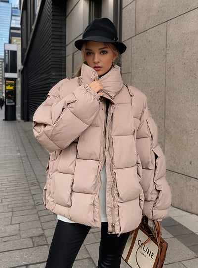 Woven Square Loose Cotton-padded Jacket Coat