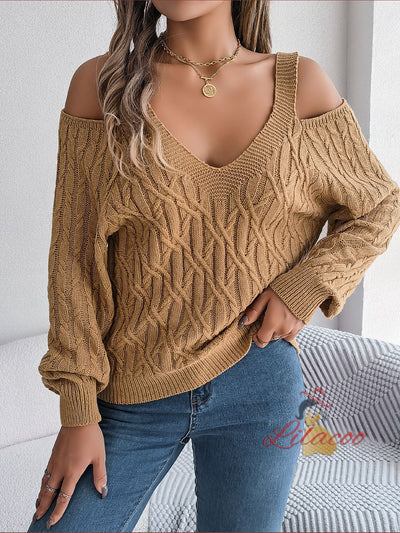 Casual Twist V-neck Long Sleeve Sweater