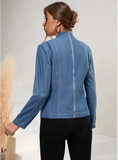 Bow Short Long Sleeve Denim Jacket