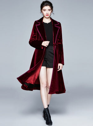 Winter Velvet Long Sleeve Long Coat