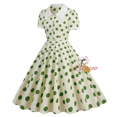 50 Hepburn Retro Polka-dot Dress