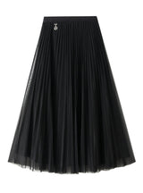 Metal Buckle Pleated Yarn Skirt