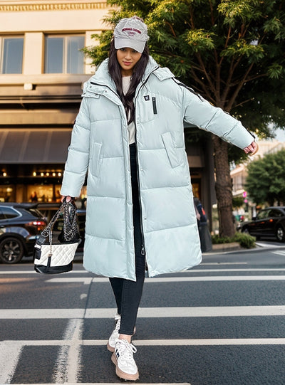 Hood Thickened Long Cotton-padded Down Jacket