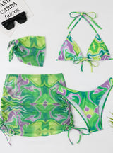 Tie-dyeing Split Four-piece Skirt Swimsuit