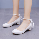 3 cm Round-headed Beaded Ribbon Shoes