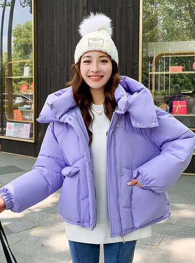 Loose Fluffy Bread Short Hooded Padded Winter Coat