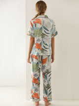 Leaf Printed Short-sleeved Pajamas Suit