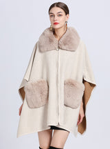 Fall/winter Fur Collar Cardigan Coat Shawl Cloak