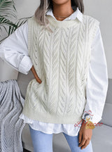 Round Neck Hollow Leisure Knitted Vest Sweater