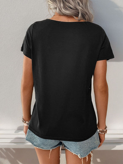 Short-sleeved Striped Stitching T-shirt