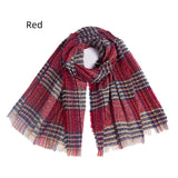 Double Fringed Plaid Scarf Shawl