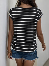 Women Sleeveless Striped T-shirt