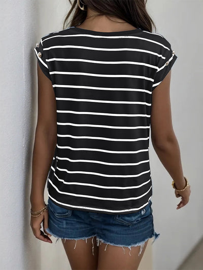 Women Sleeveless Striped T-shirt